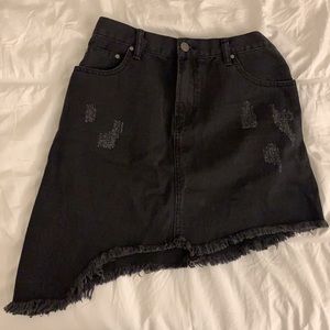 Gently used Black asymmetrical denim skirt